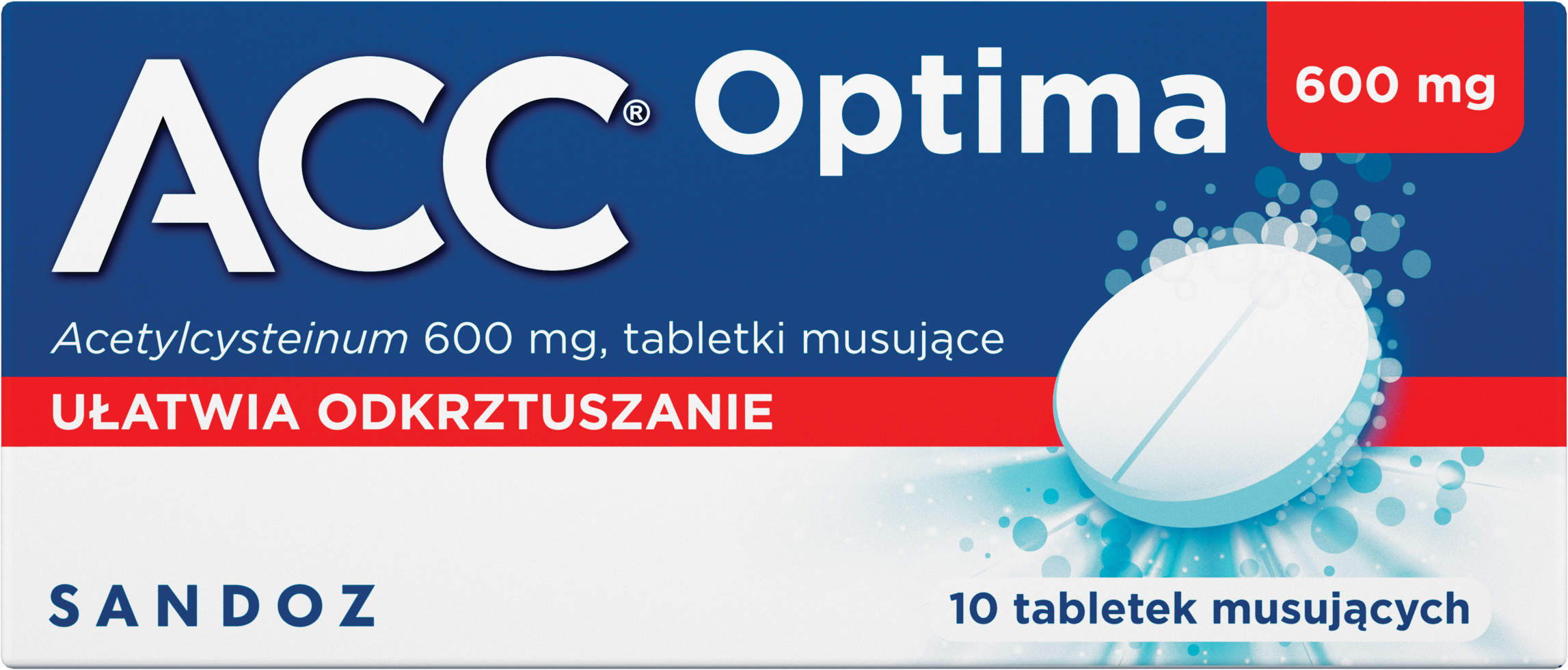ACC Optima, 600 mg, tabletki musujące, 10 sztuk