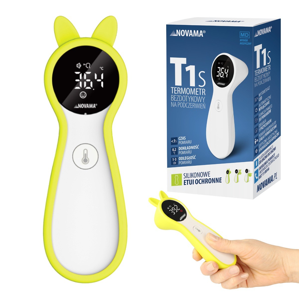 NOVAMA T1S, Termometr bezdotykowy na podczerwień, szybki pomiar, 1 szt zdjęcie