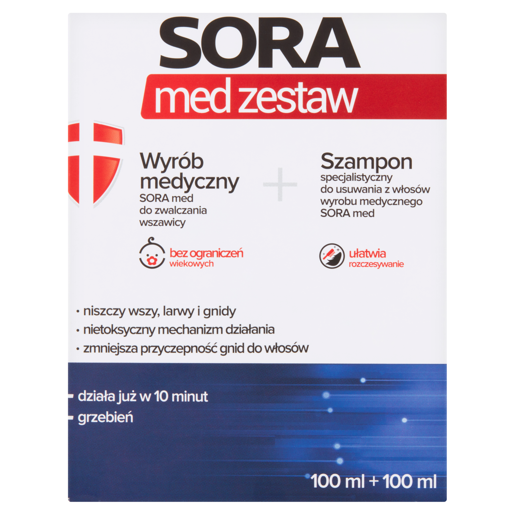 Sora Med zestaw wyrób medyczny do zwalczania wszawicy 100 ml + szampon 100 ml [ZESTAW] zdjęcie