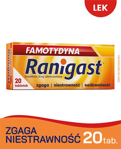 Famotydyna Ranigast, 20 mg, tabletki powlekane, 20 sztuk zdjęcie