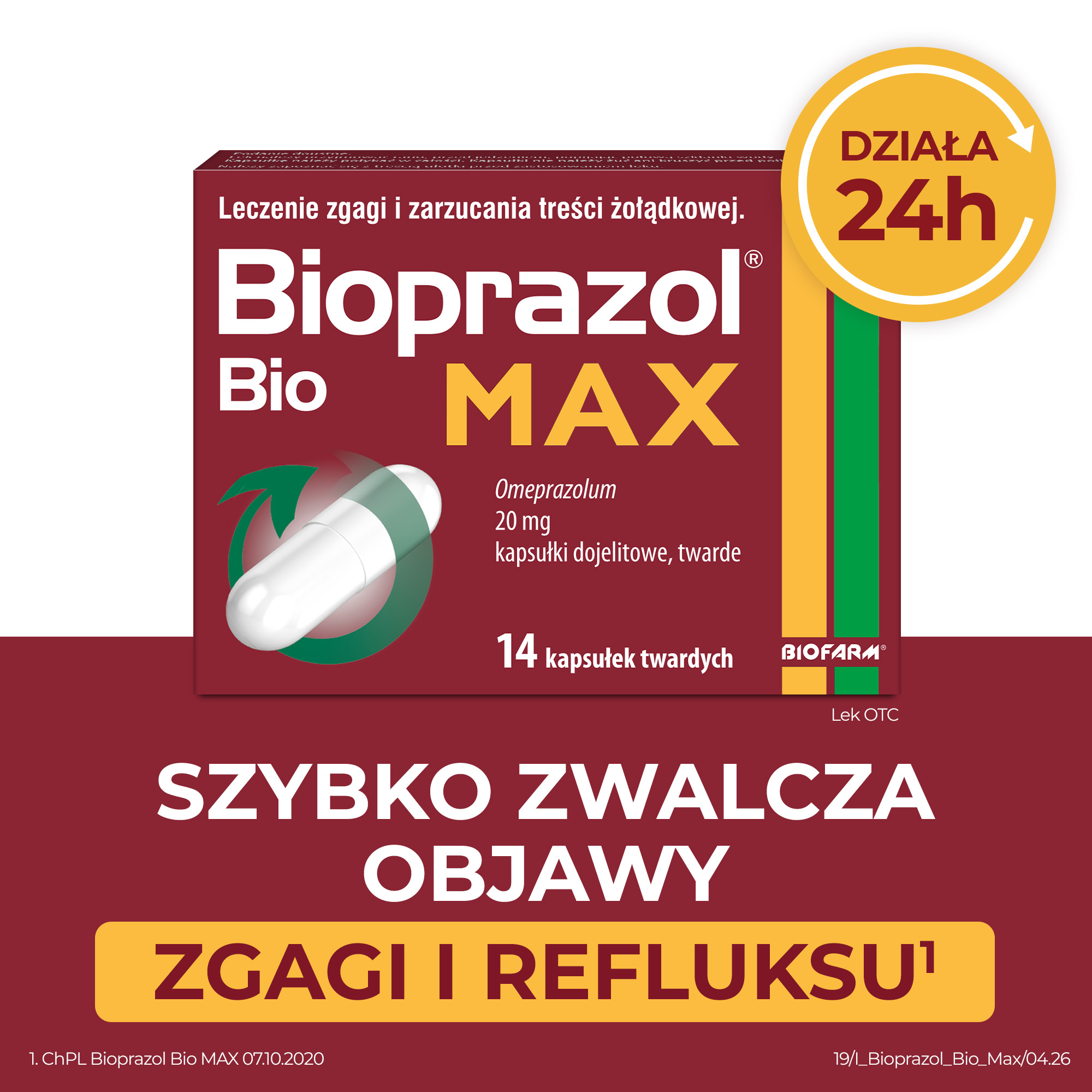 Bioprazol Bio Max, 20 mg, kapsułki dojelitowe twarde, 14 sztuk