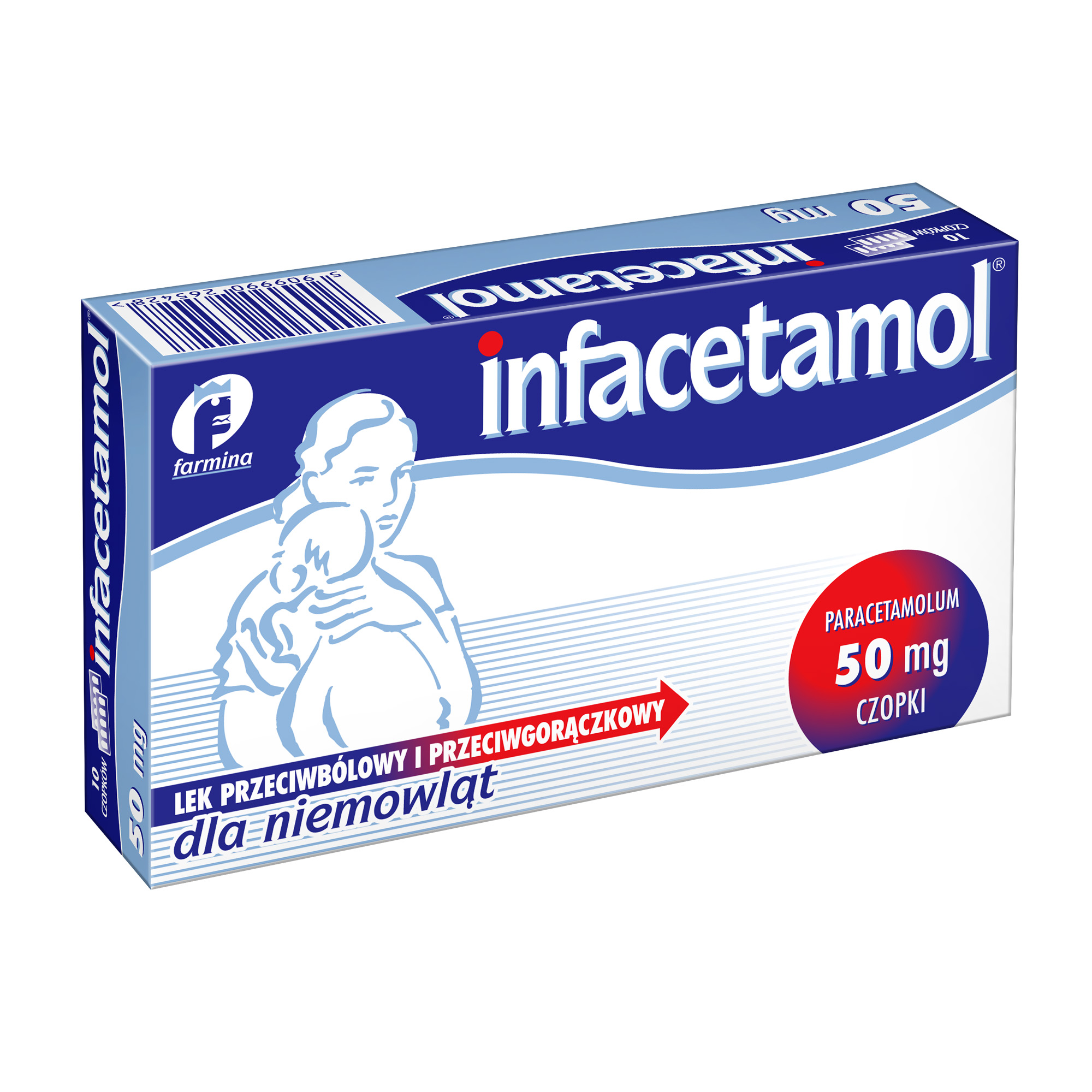 Paracetamol Farmina czopki 50 mg 10 sztuk zdjęcie