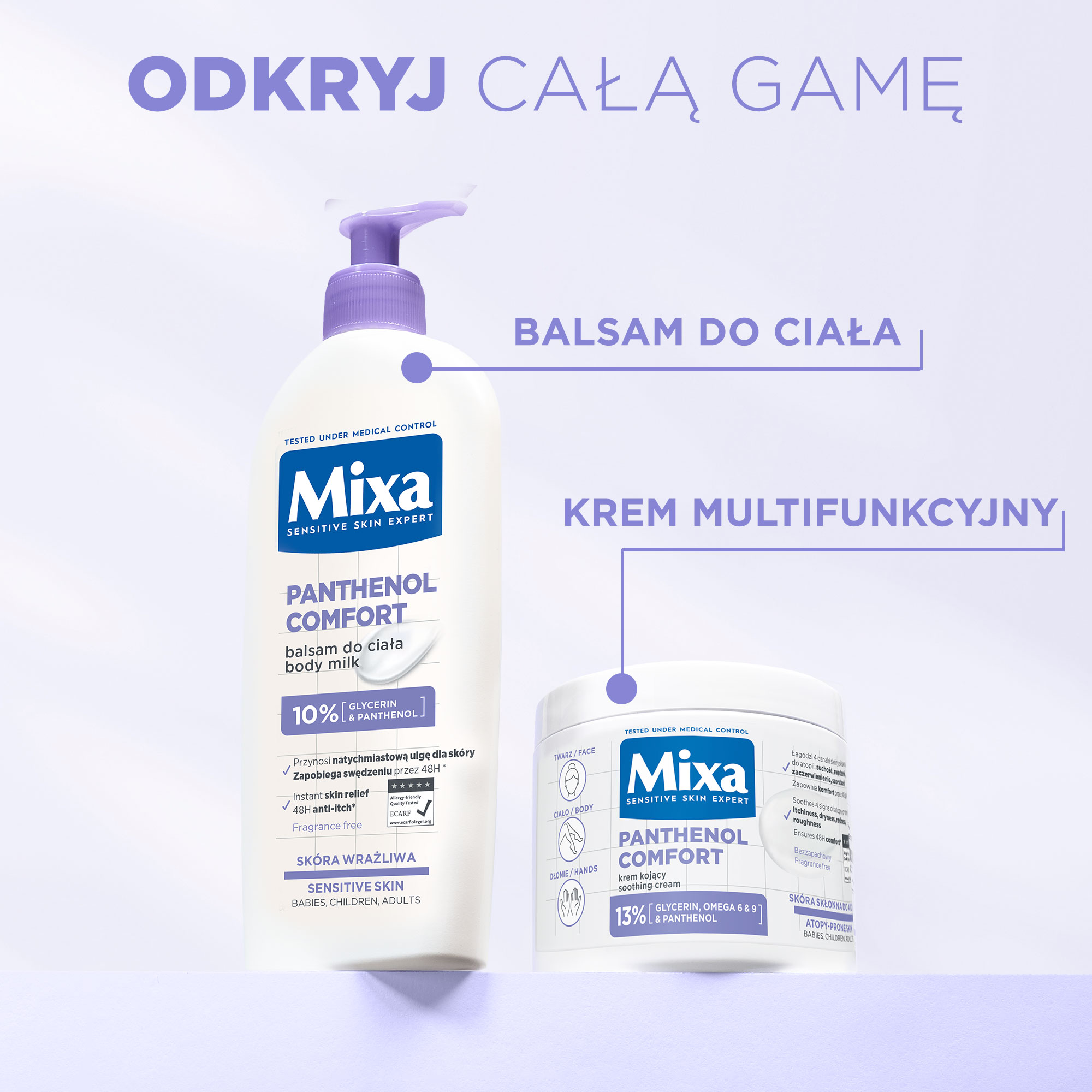Mixa Panthenol Comfort Kojący balsam do ciała, 400 ml