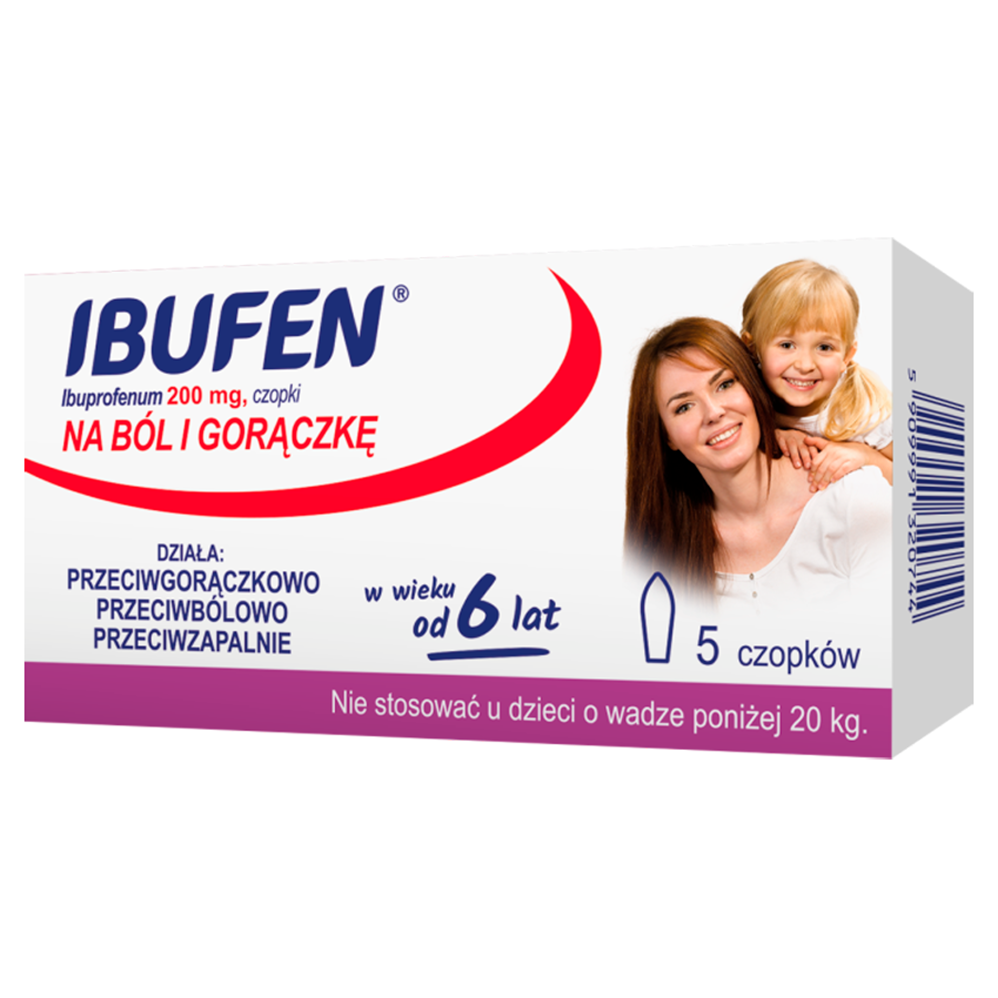 Ibufen 200mg czopki dla dzieci 6+ 5 sztuk zdjęcie