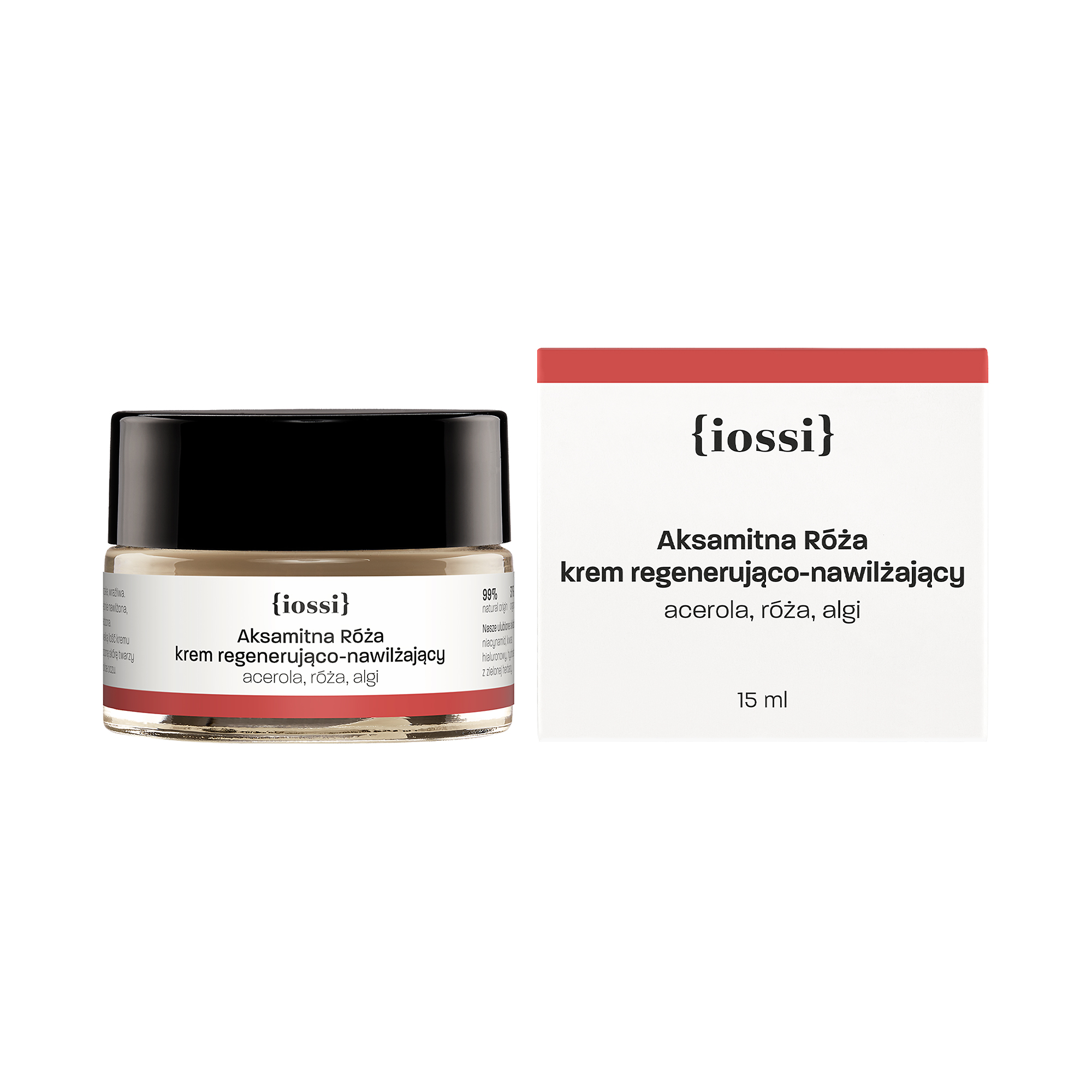 Iossi Aksamitna Róża Krem regenerująco-nawilżający Acerola, róża, algi, 15 ml