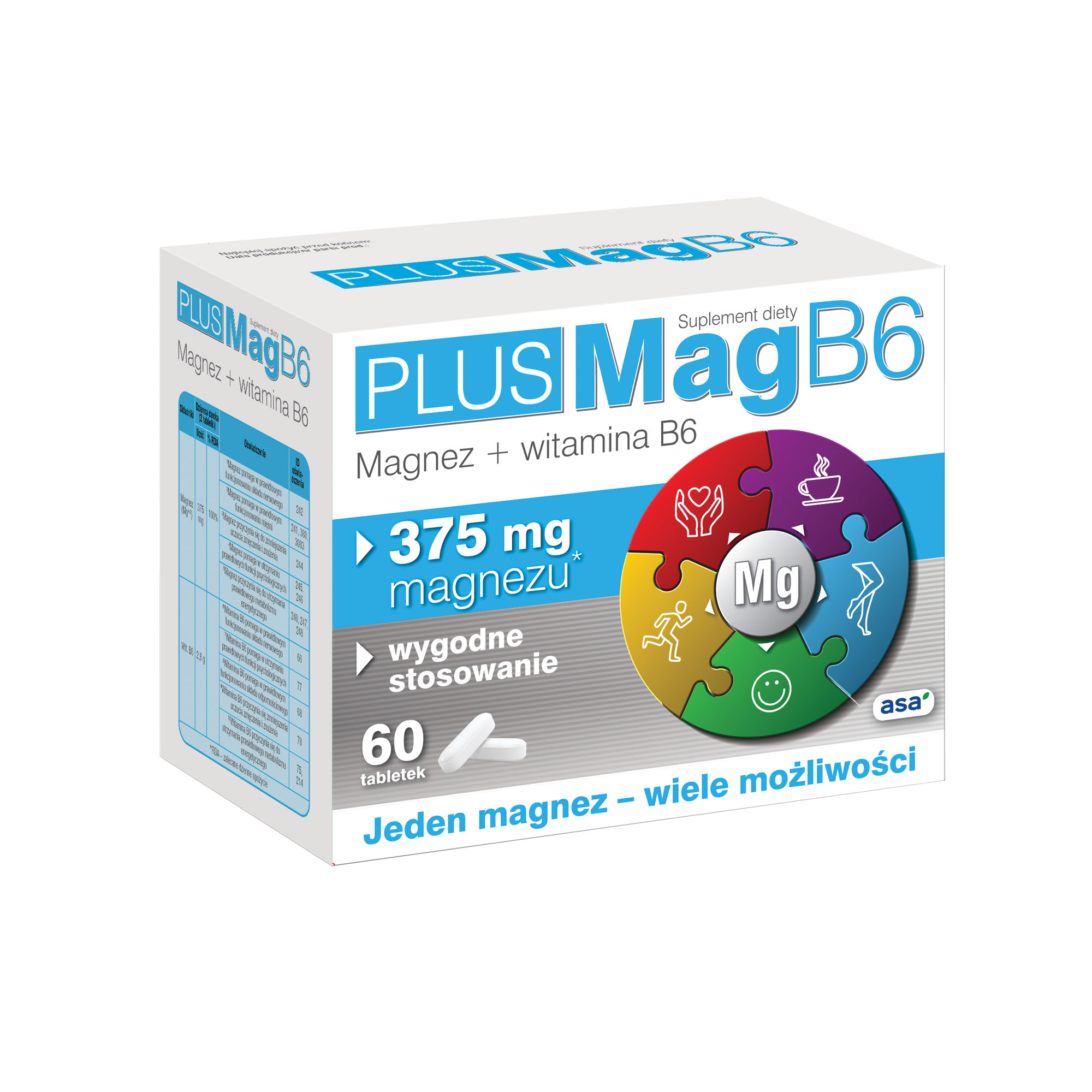PLUSMAG B6, magnez + witamina B6 - 60 tabl. zdjęcie