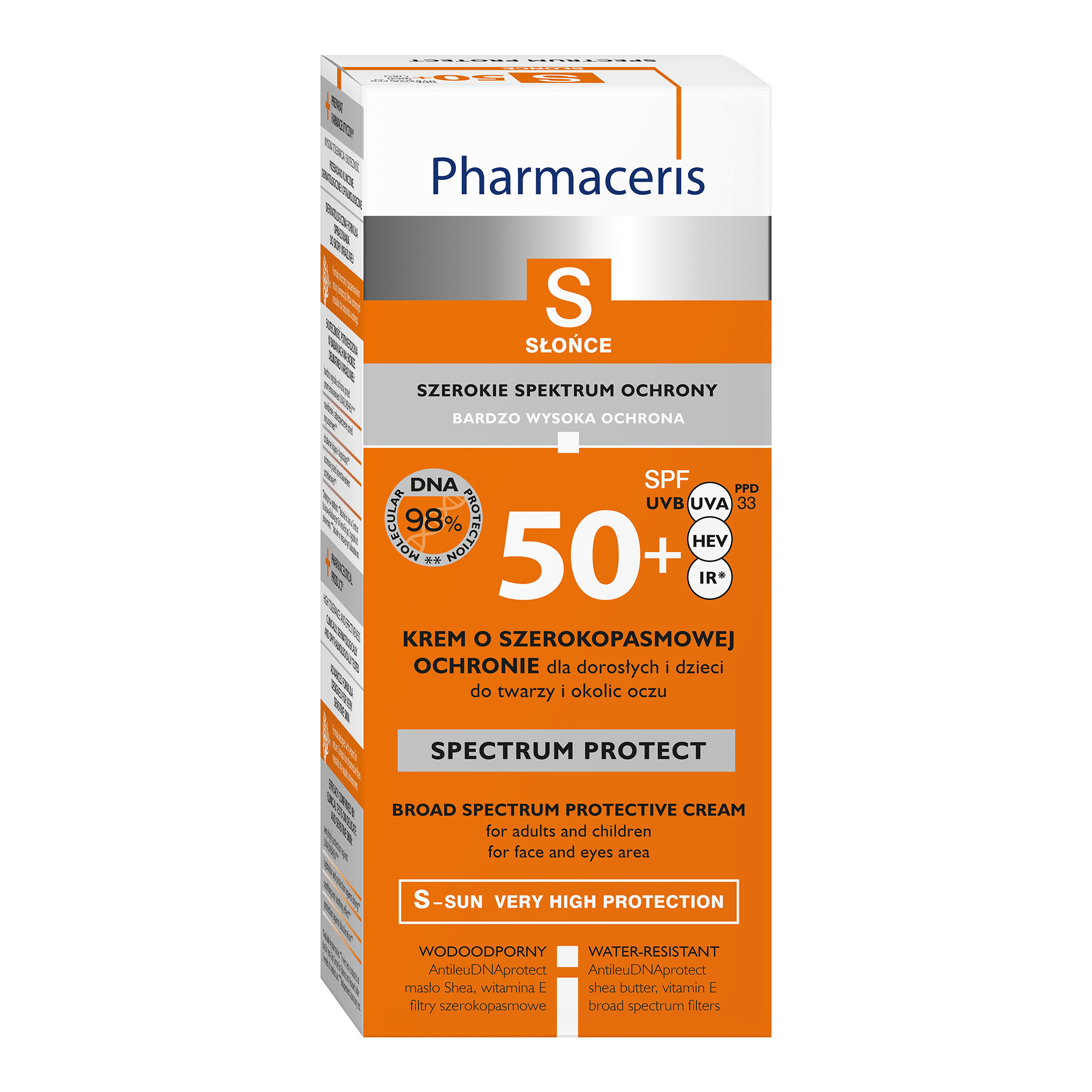 PHARMACERIS S, Krem o szerokopasmowej ochronie SPF 50+, PPD 30, HEV, IR dla dorosłych i dzieci, 50 ml zdjęcie