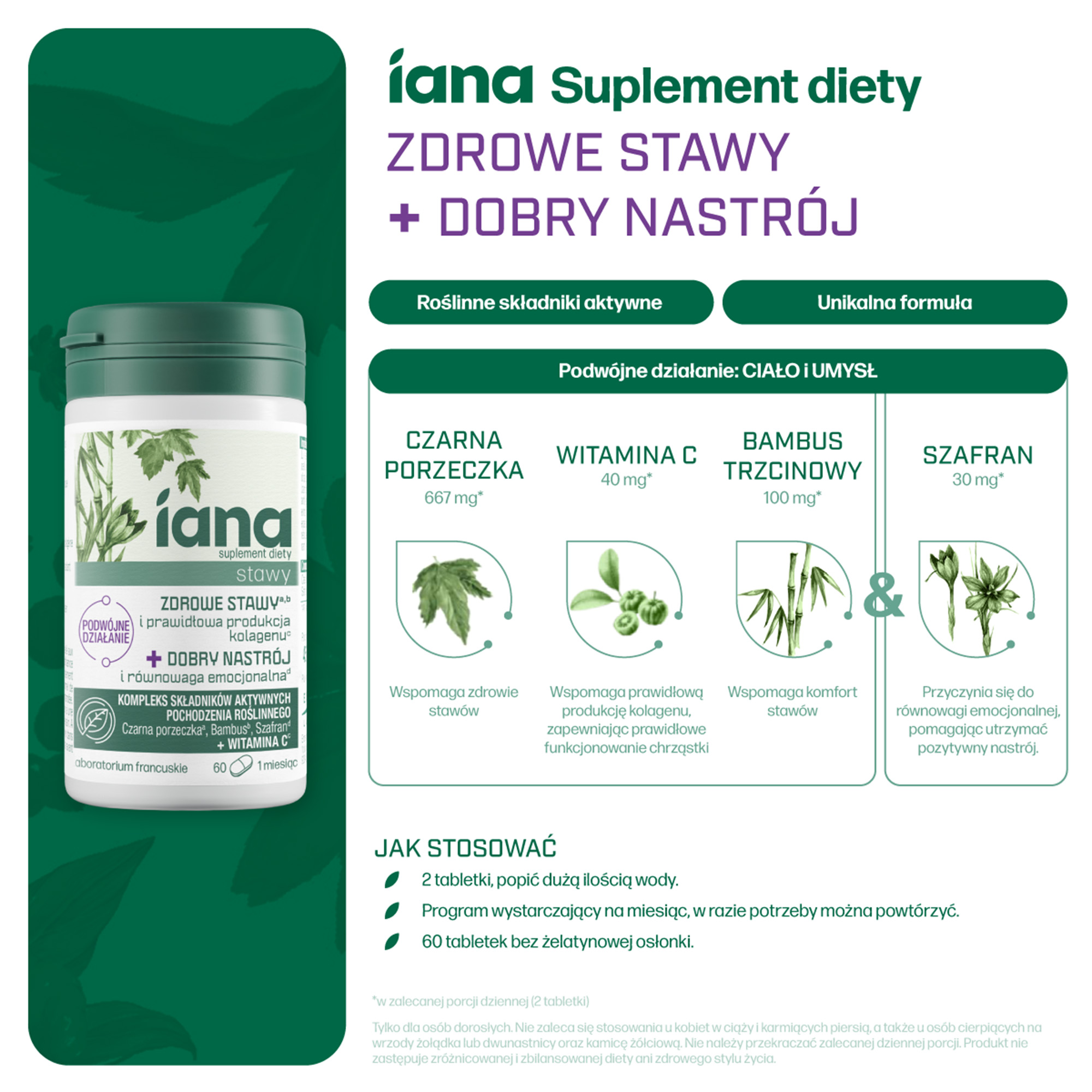 IANA Stawy Zdrowe stawy + Dobry Nastrój, tabletki, 60 sztuk