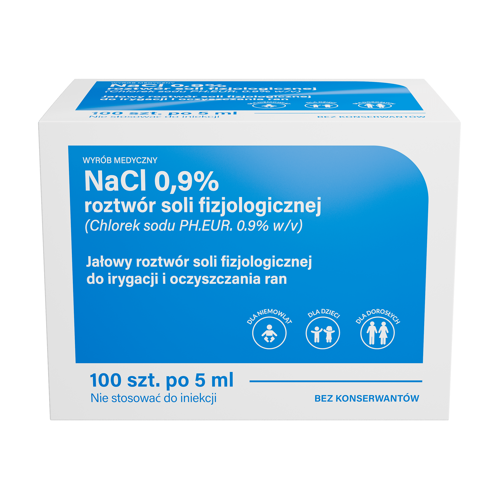 Tolife NaCl 0,9% roztwór soli fizjologicznej do irygacji i oczyszczania ran, 100 x 5 ml