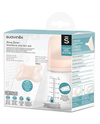Suavinex Zero Zero Zestaw Startowy Butelka antykolkowa 180 ml + Smoczek silikonowy -2-2m, cena, opinie, stosowanie zdjęcie