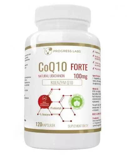 Progress Labs CoQ10 Forte 100 mg (koenzym Q10) + L-leucyna + Prebiotyk 120 kapsułek zdjęcie
