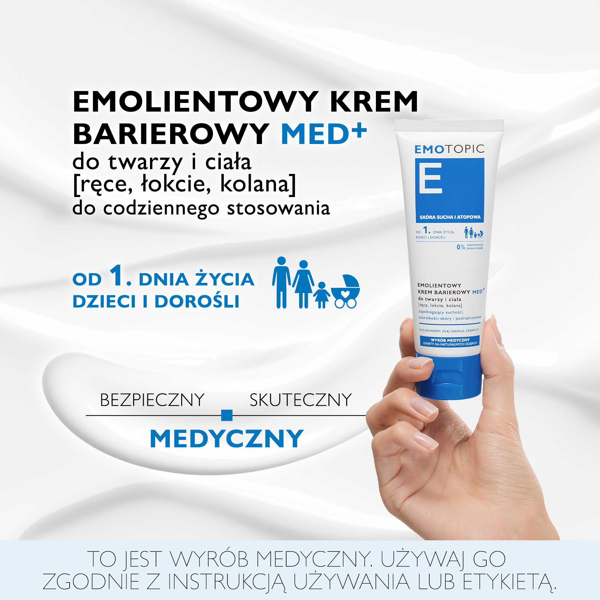Emotopic emolientowy krem barierowy MED+ do twarzy i ciała do codziennego stosowania 75 ml