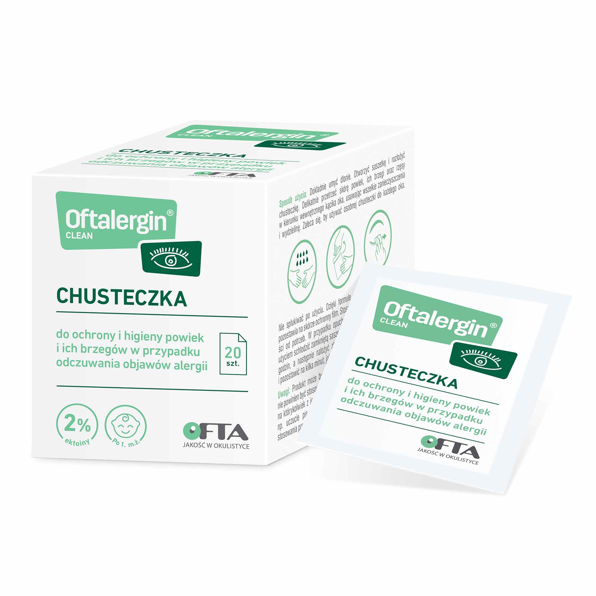 Oftaelrgin Clean, chusteczki do ochrony i higieny powiek, 20 sztuk zdjęcie