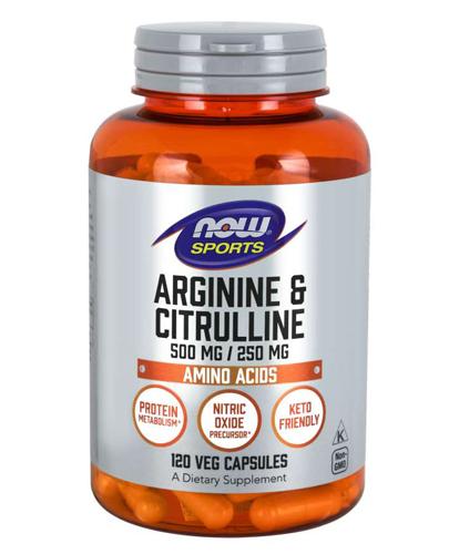 Now Sports Arginine 500 mg & Citrulline 250 mg - 120 kaps. Na tkanke mięśniową - cena, opinie, właściwości  zdjęcie