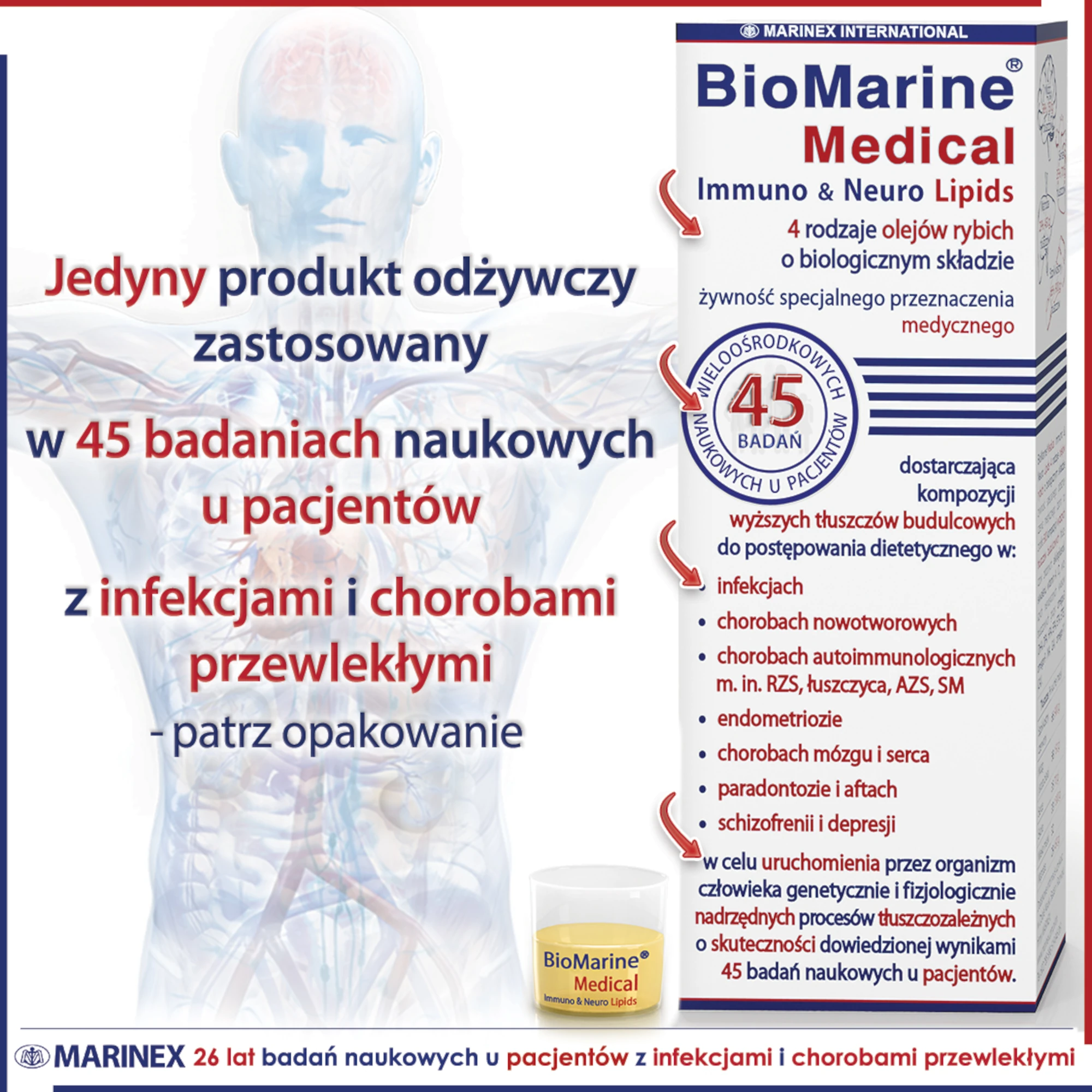 BioMarine Medical Immuno & Neuro Lipids, 4 rodzaje olejów rybich o biologicznym składzie, 200 ml