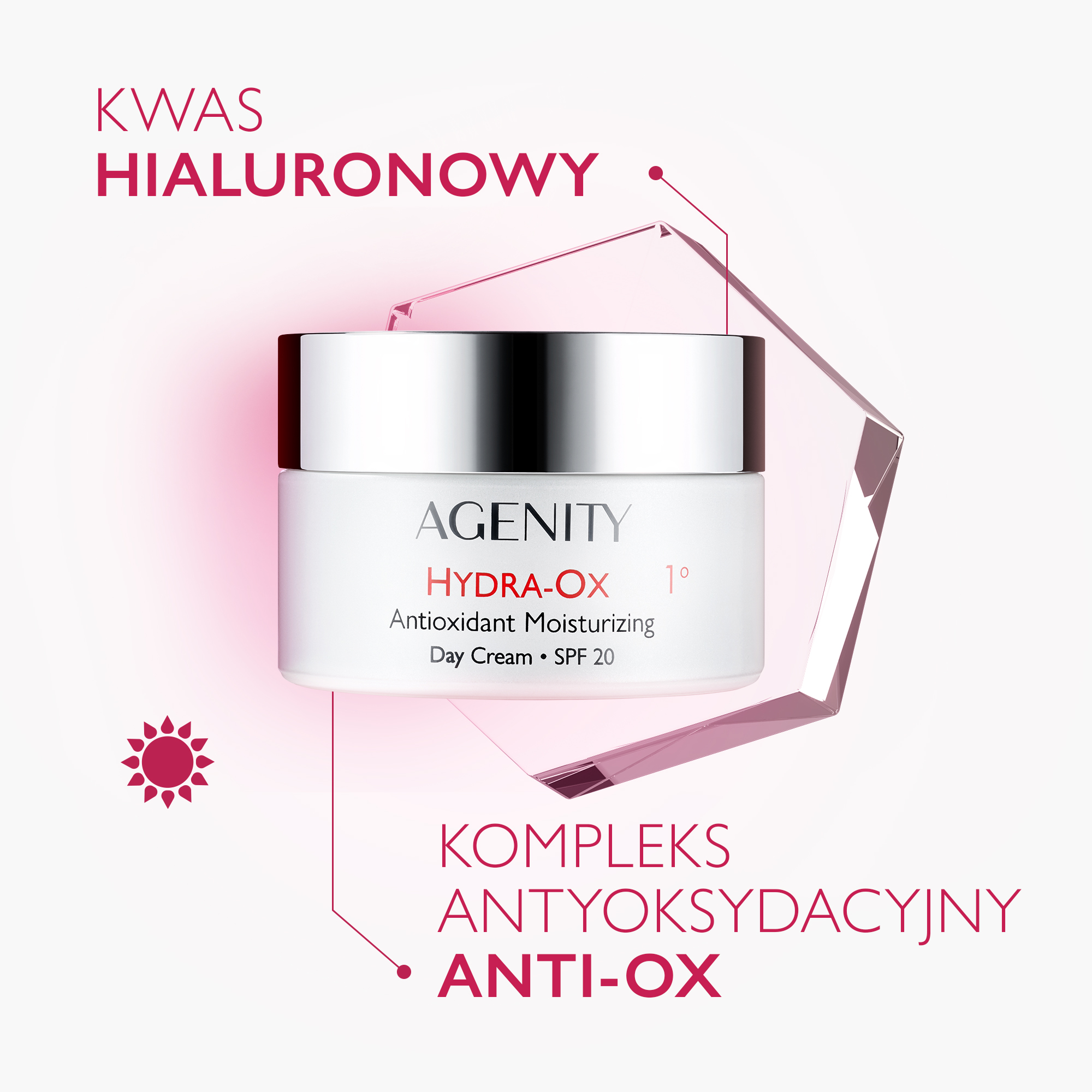 Agenity Hydra-Ox 1°, Krem nawilżający antyoksydacyjny na dzień SPF 20, 50 ml