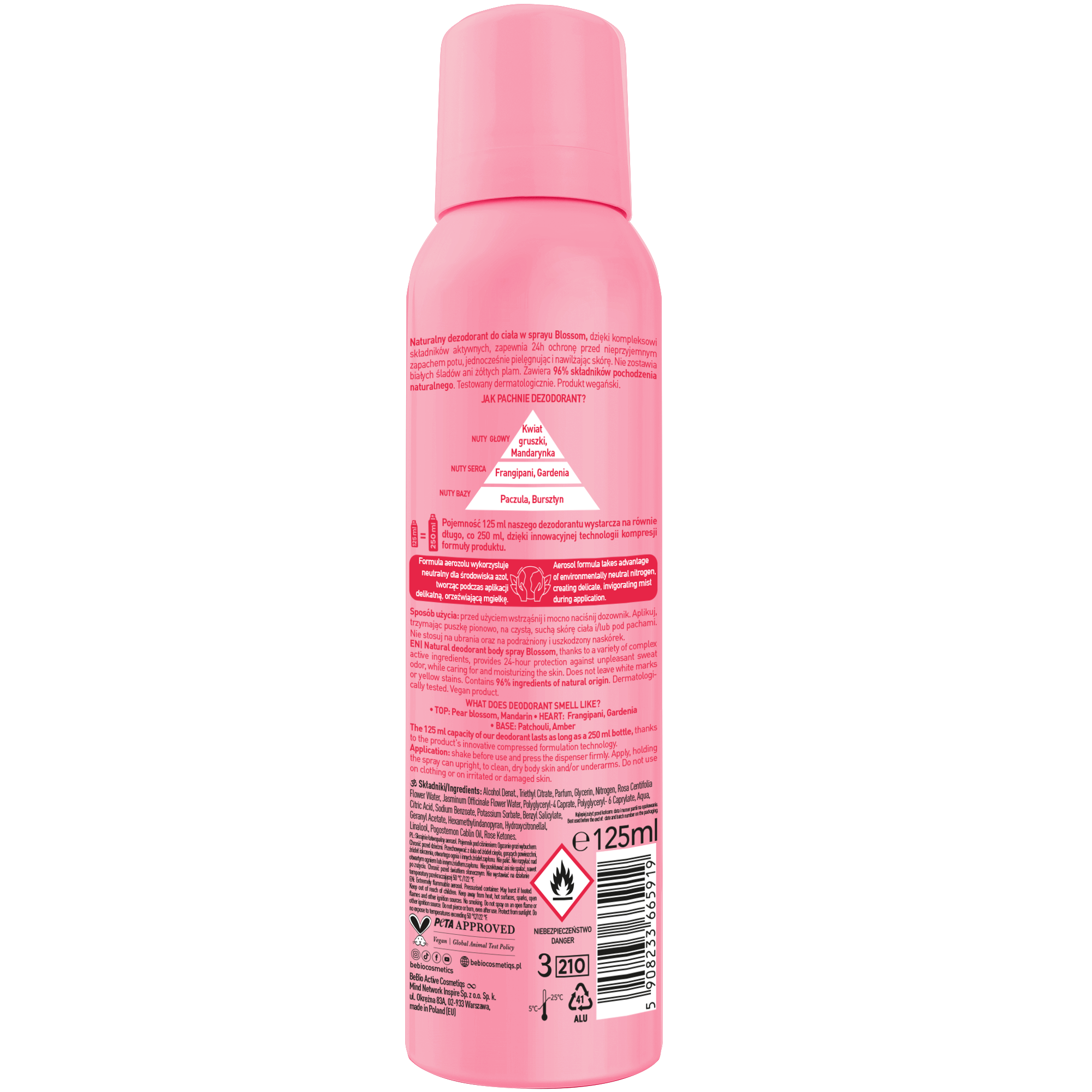 BeBIO Start your active day Naturalny dezodorant w sprayu Blossom, 125 ml