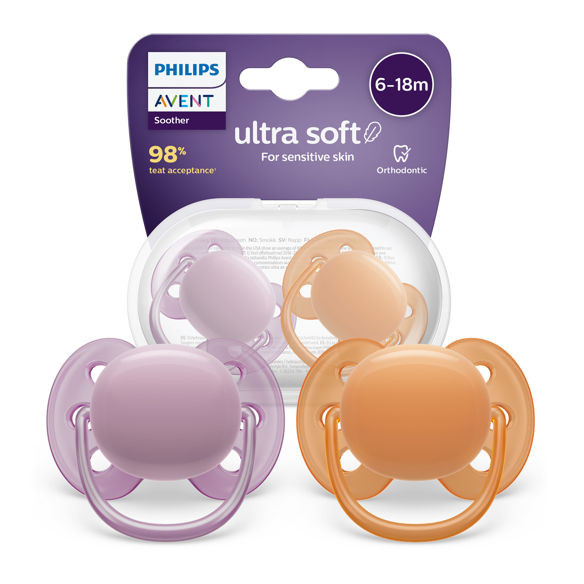 Avent Philips Ultra Soft Smoczek uspokajający 6-18m 2 sztuki [SCF091/33] zdjęcie