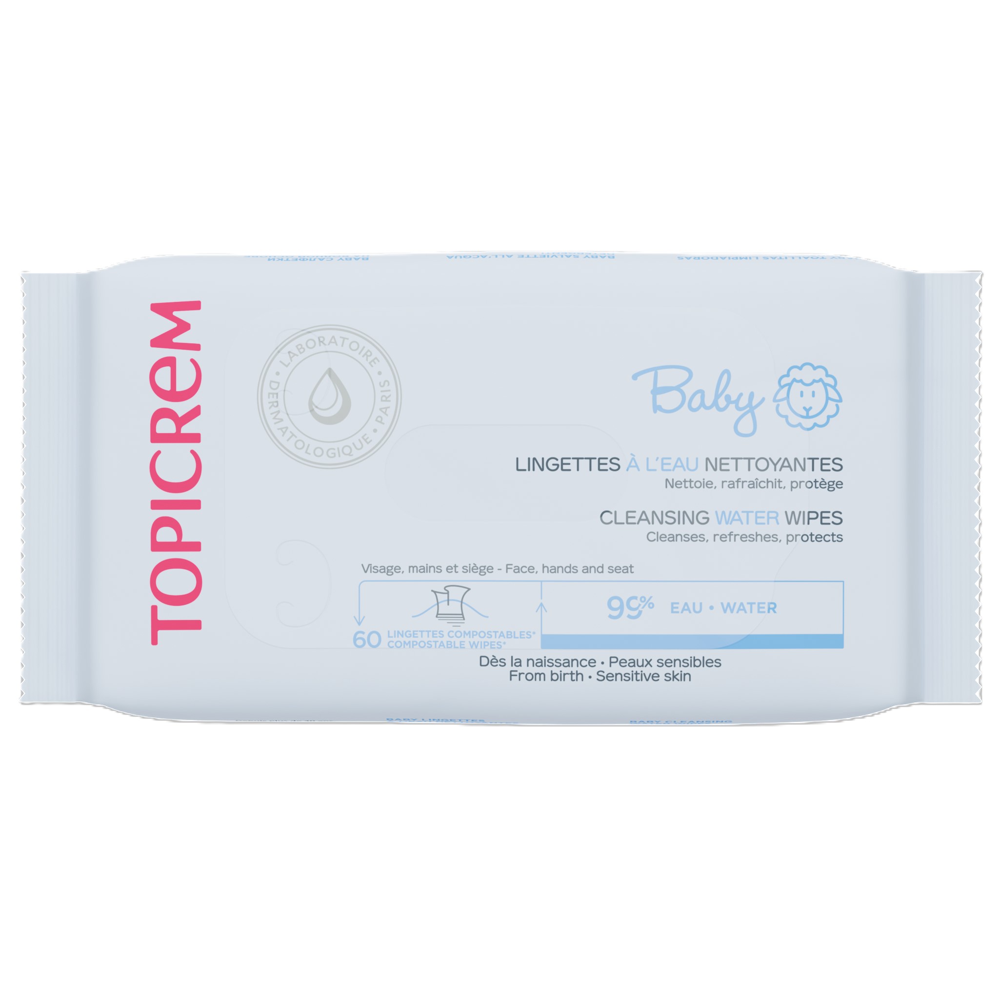 Topicrem, Baby Cleansing Water Wipes, chusteczki oczyszczające dla niemowląt, 60 szt zdjęcie