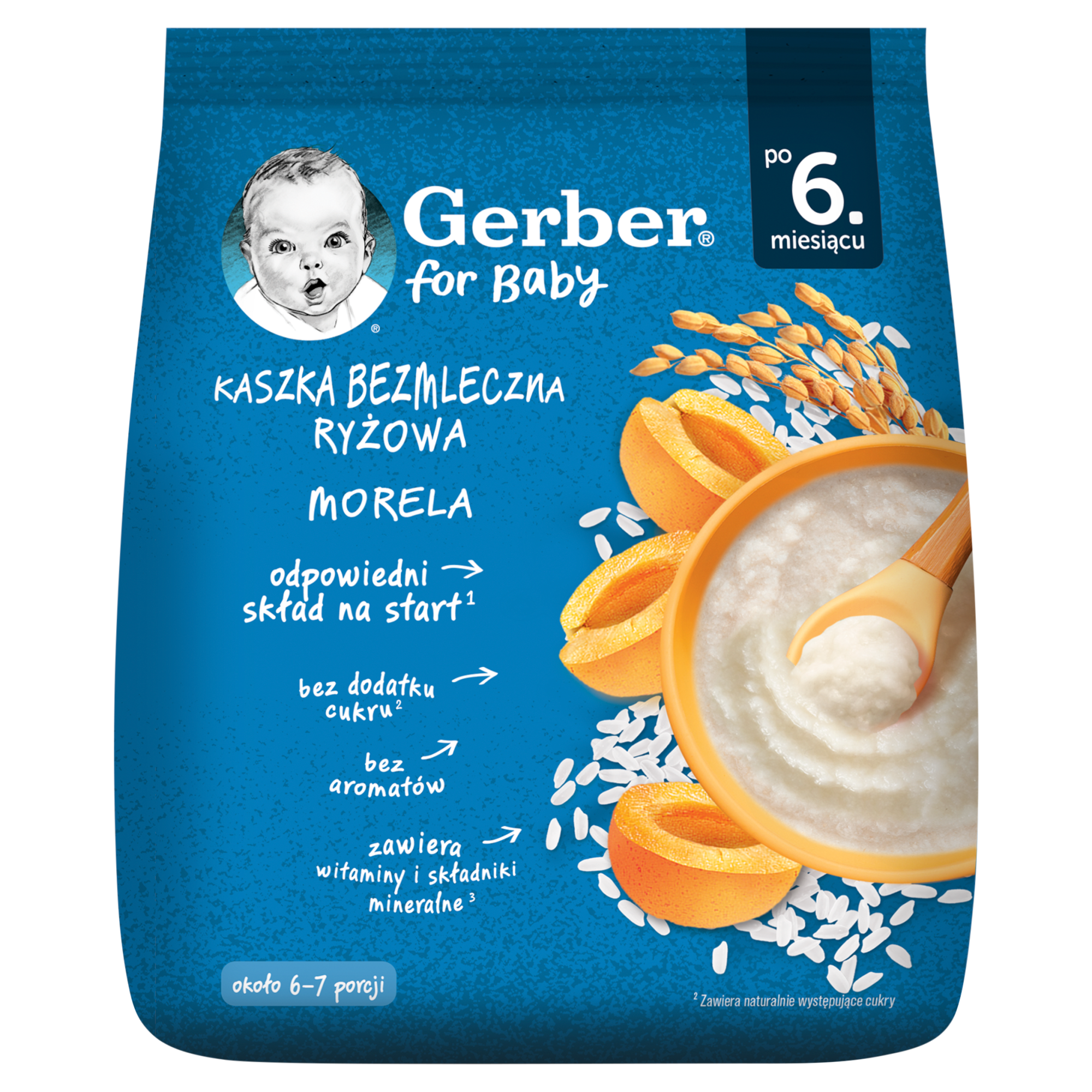 Gerber Kaszka bezmleczna ryżowa morela po 6. miesiącu, 160 g  zdjęcie