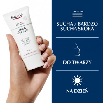 Eucerin UreaRepair Krem do twarzy z 5% Mocznikiem do skóry suchej i bardzo suchej, 50 ml, cena, opinie, stosowanie