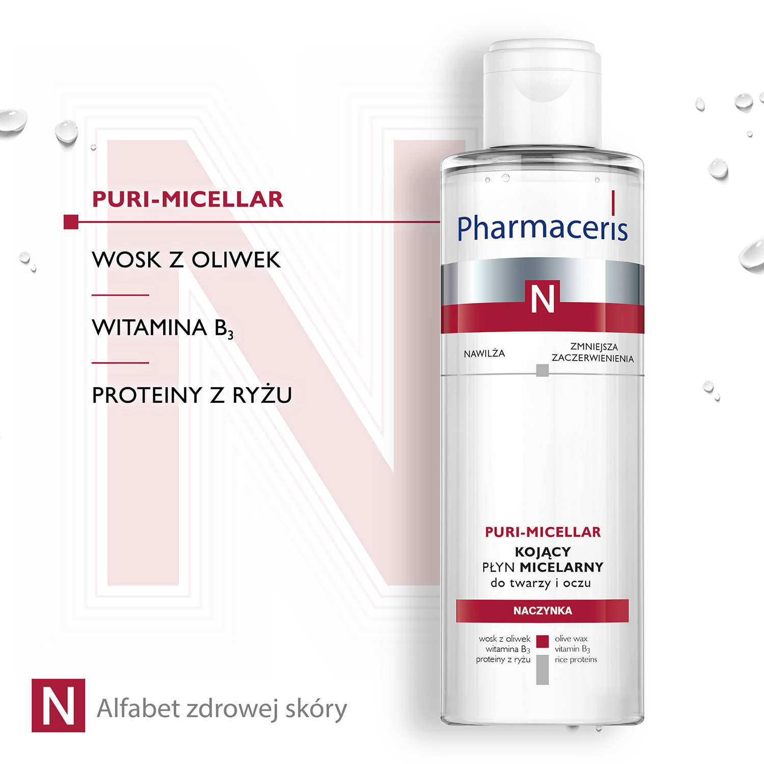 PHARMACERIS N PURI-MICELLAR Płyn micelarny do delikatnego oczyszczania i demakijażu twarzy i oczu, 200 ml