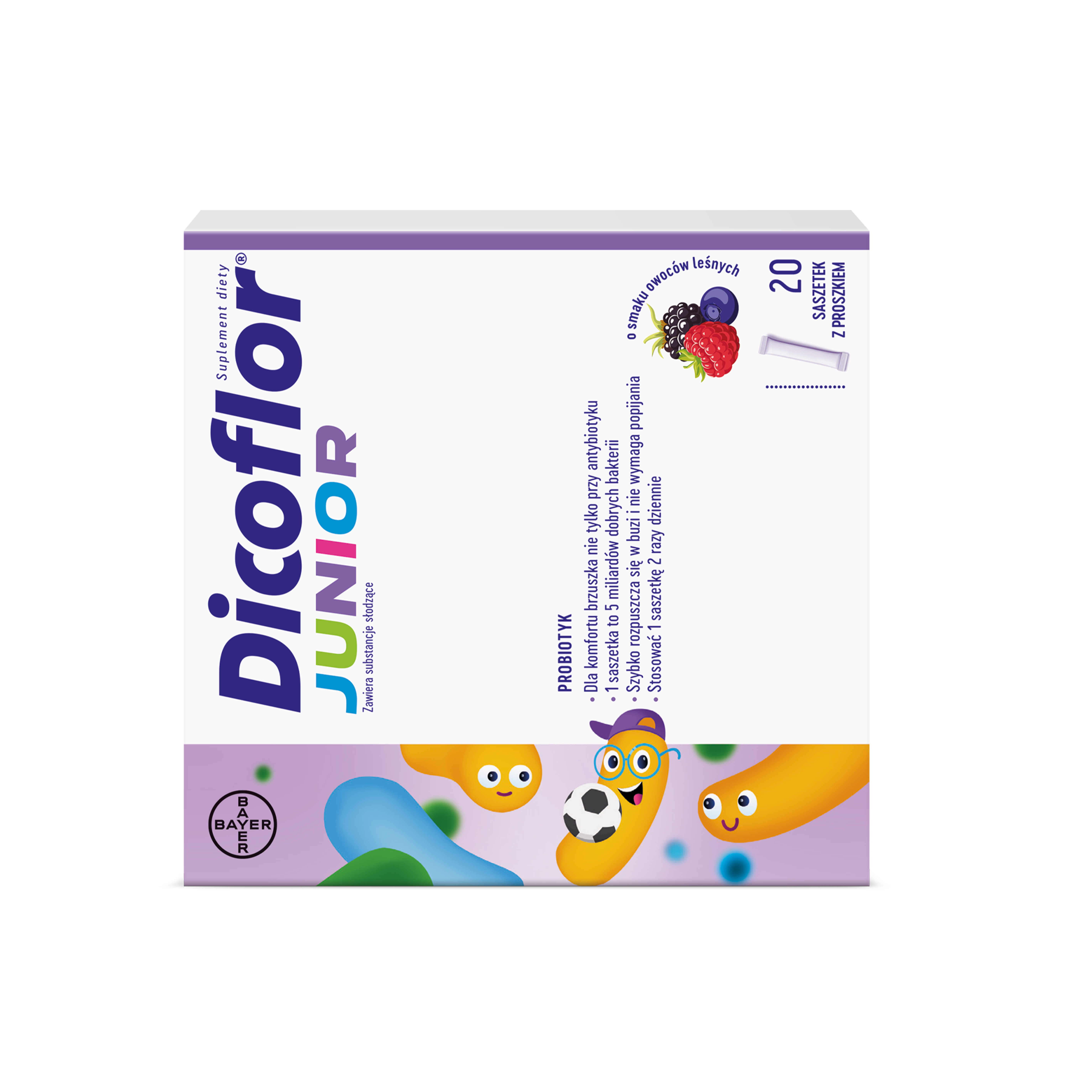 Dicoflor Junior o smaku owoców leśnych, saszetki, 20 sztuk zdjęcie