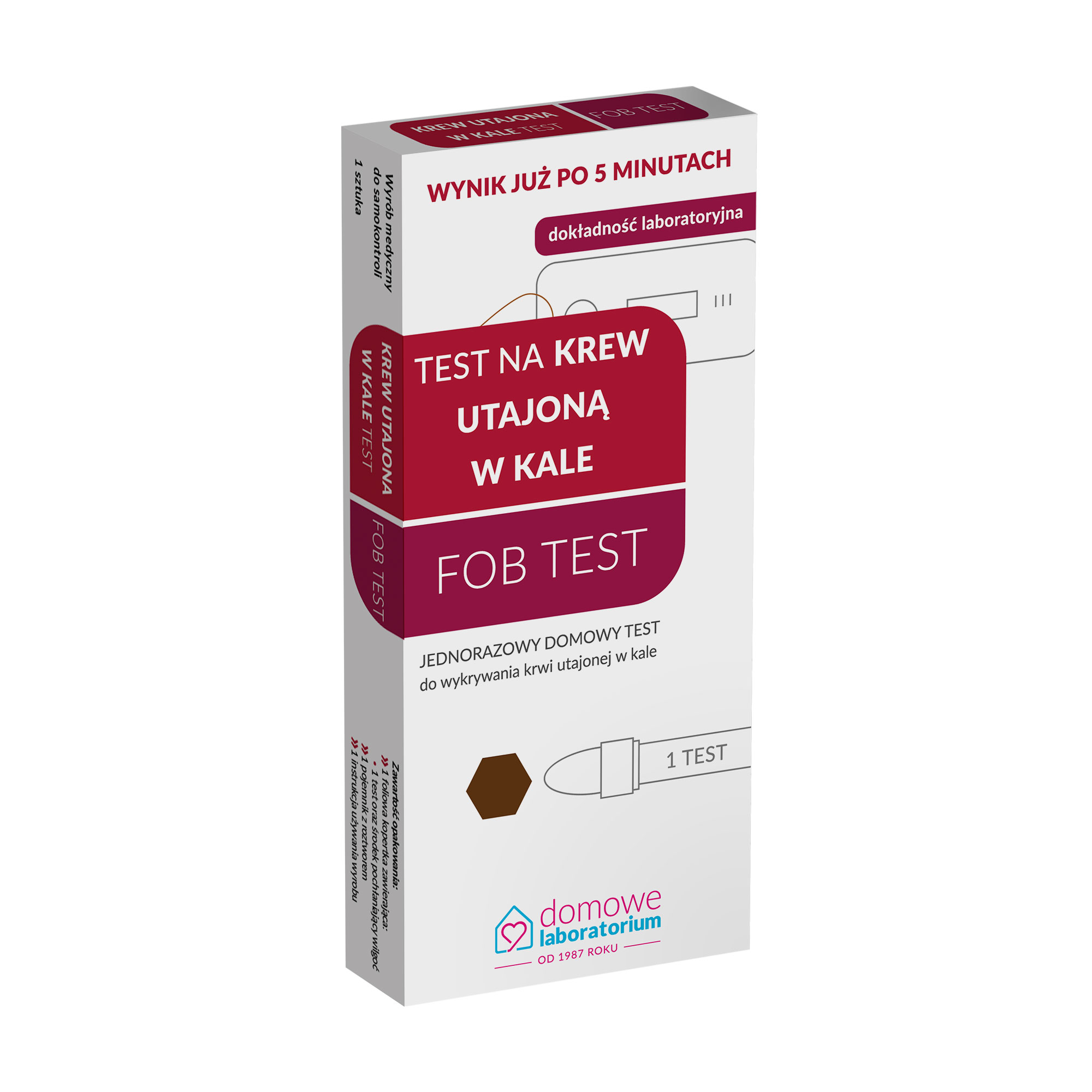 Domowe Laboratorium Test na krew utajoną w kale Fob Test 1 sztuka zdjęcie
