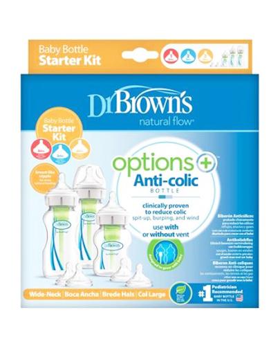 Dr Brown's Zestaw startowy mały Options+ szeroka szyjka - 1 szt. Do karmienia niemowląt - cena, opinie, stosowanie zdjęcie