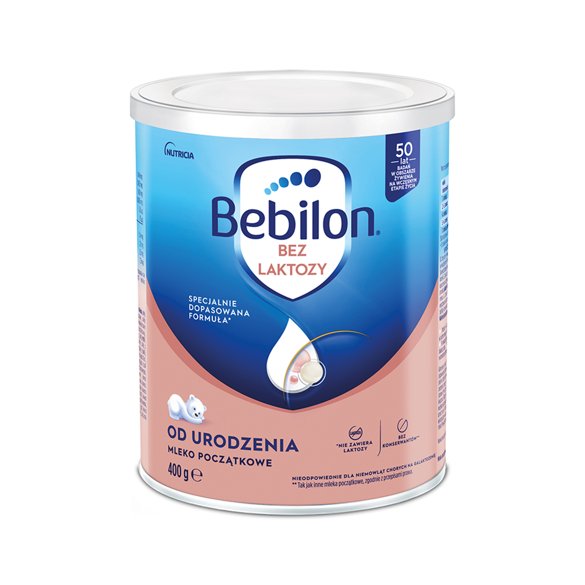 Bebilon bez laktozy, mleko początkowe od urodzenia, 400g