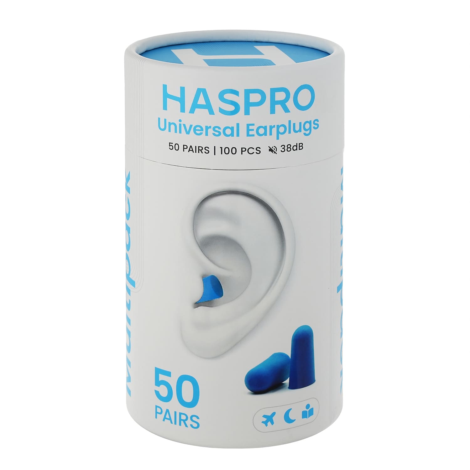 Haspro Universal Earplugs Stopery do uszu kolor niebieski tuba, 50 par