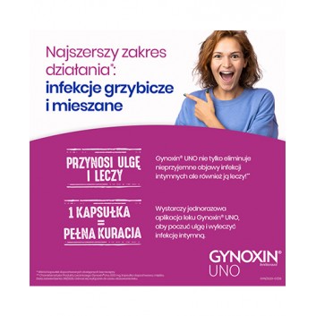 Gynoxin Uno, 600 mg, kapsułki dopochwowe, miękkie, 1 sztuka