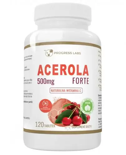 Progress Labs Acerola Forte 500 mg naturalna witamina C 120 tabletek zdjęcie
