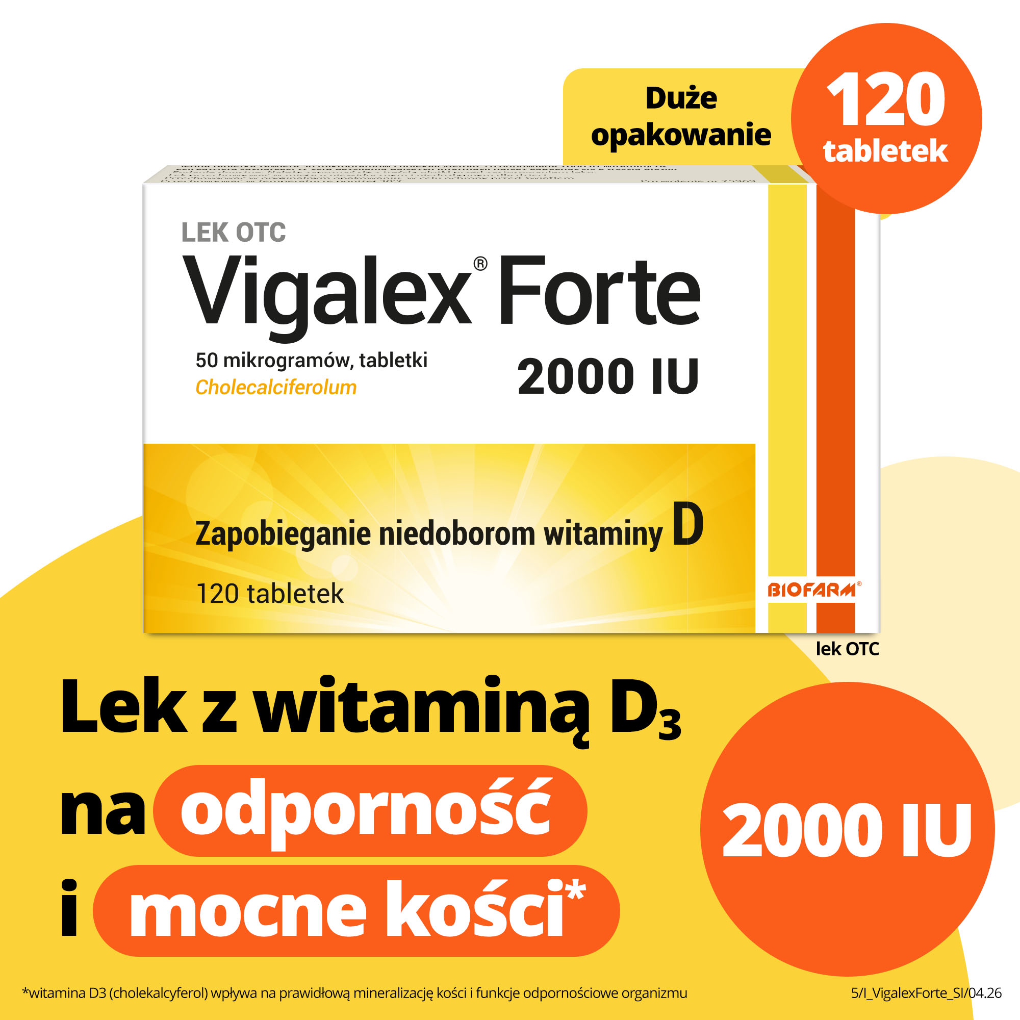Vigalex Forte, 2000 IU, tabletki, 120 sztuk