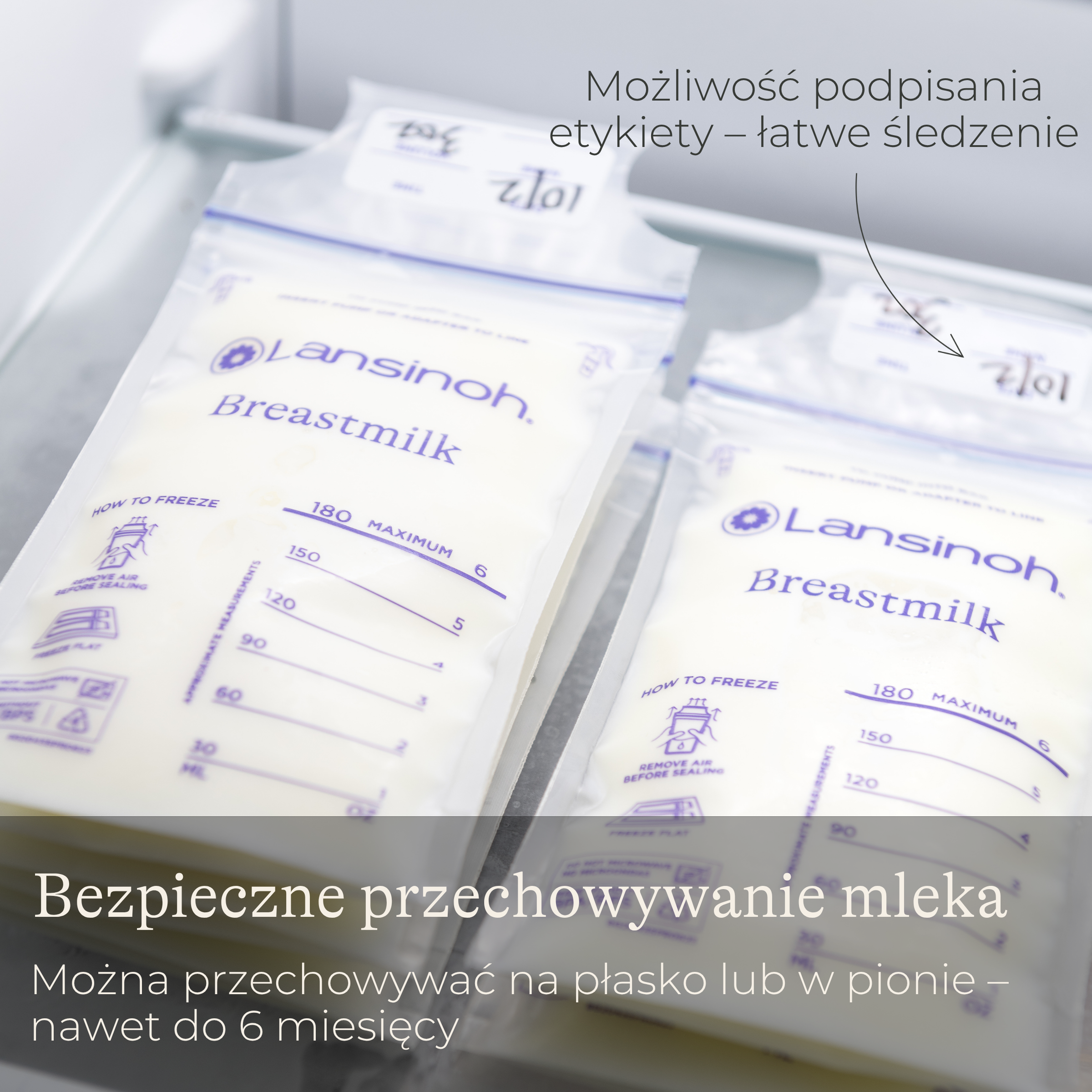 LANSINOH Woreczki do przechowywania pokarmu, 50 sztuk