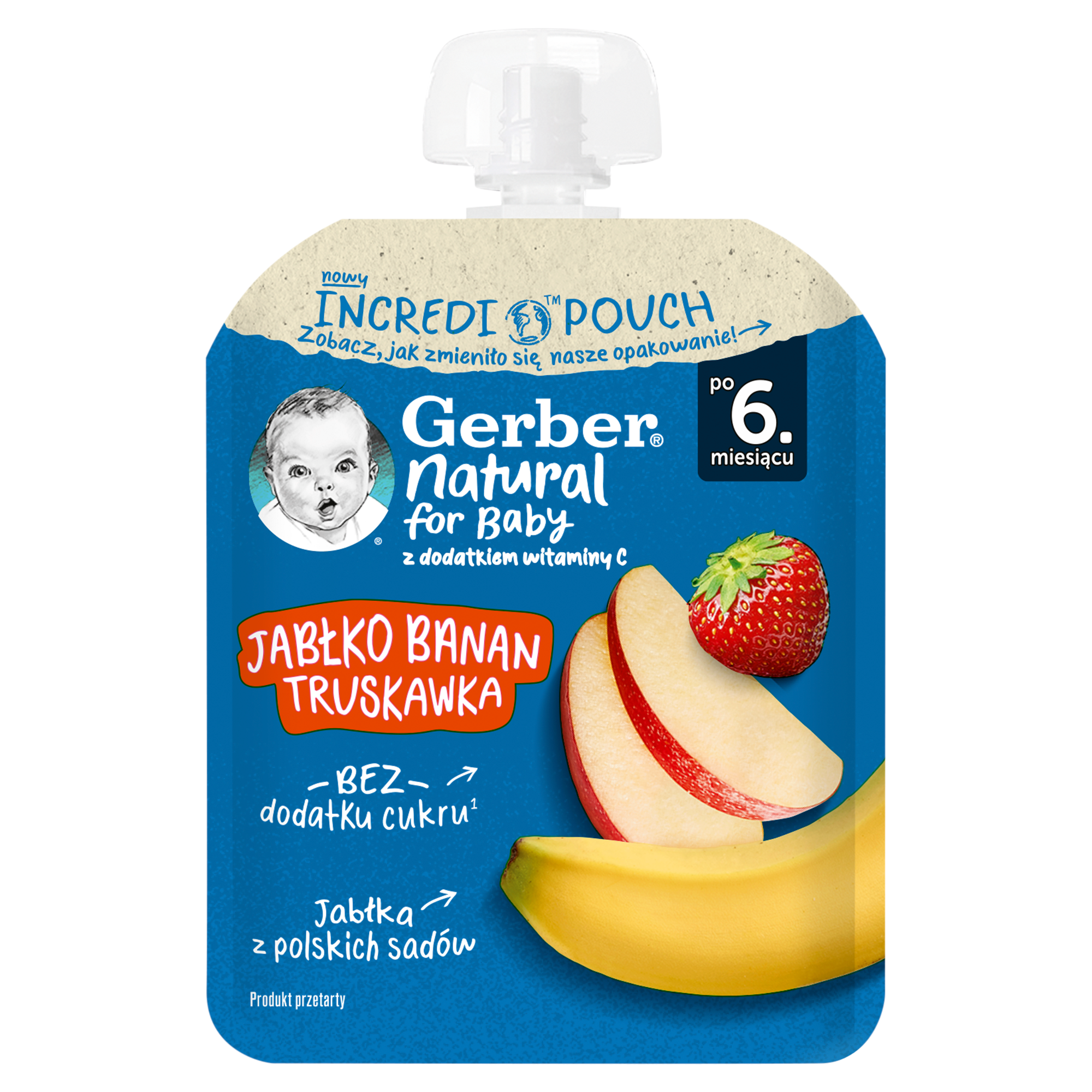 Gerber Deserek w tubce jabłko banan truskawka dla niemowląt po 6. miesiącu, 80 g zdjęcie