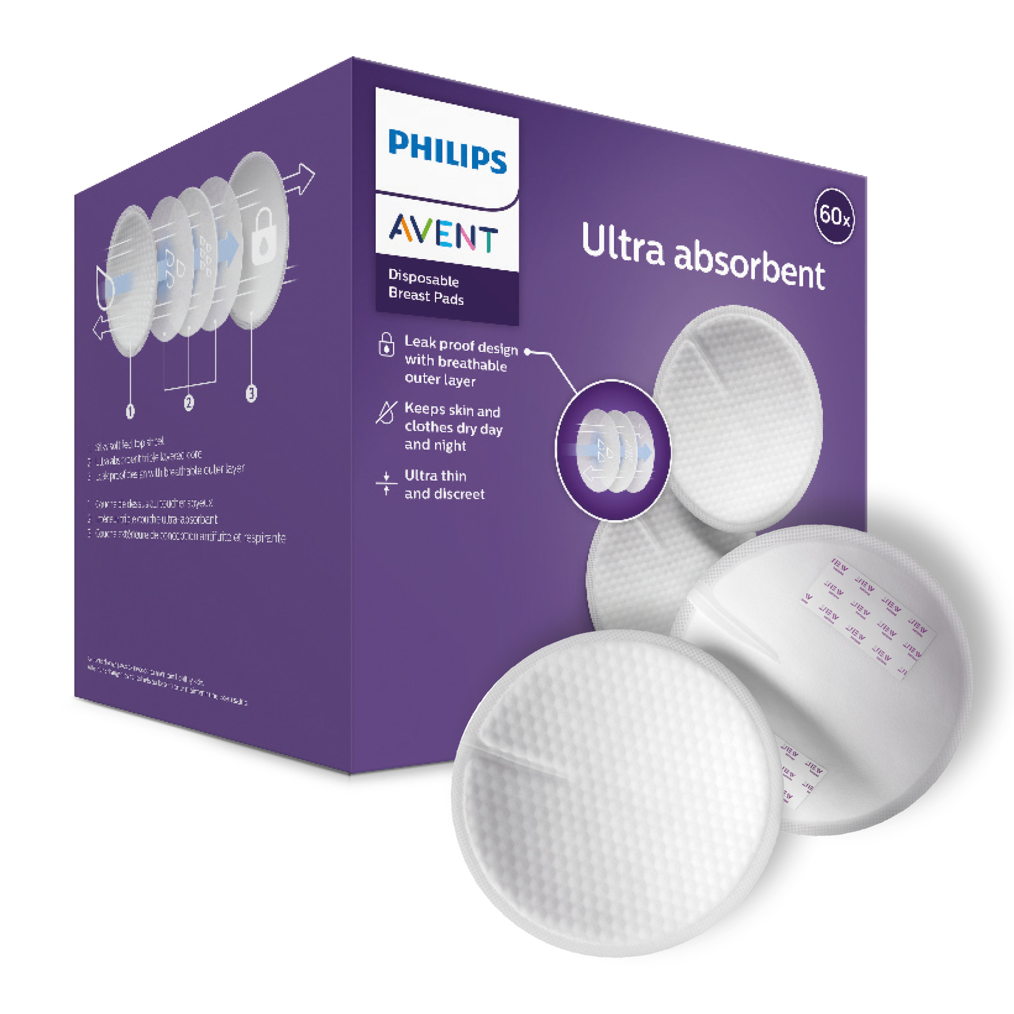 Avent Philips Komfort i pewność wkładki laktacyjne 60 sztuk [SCF254/61] zdjęcie