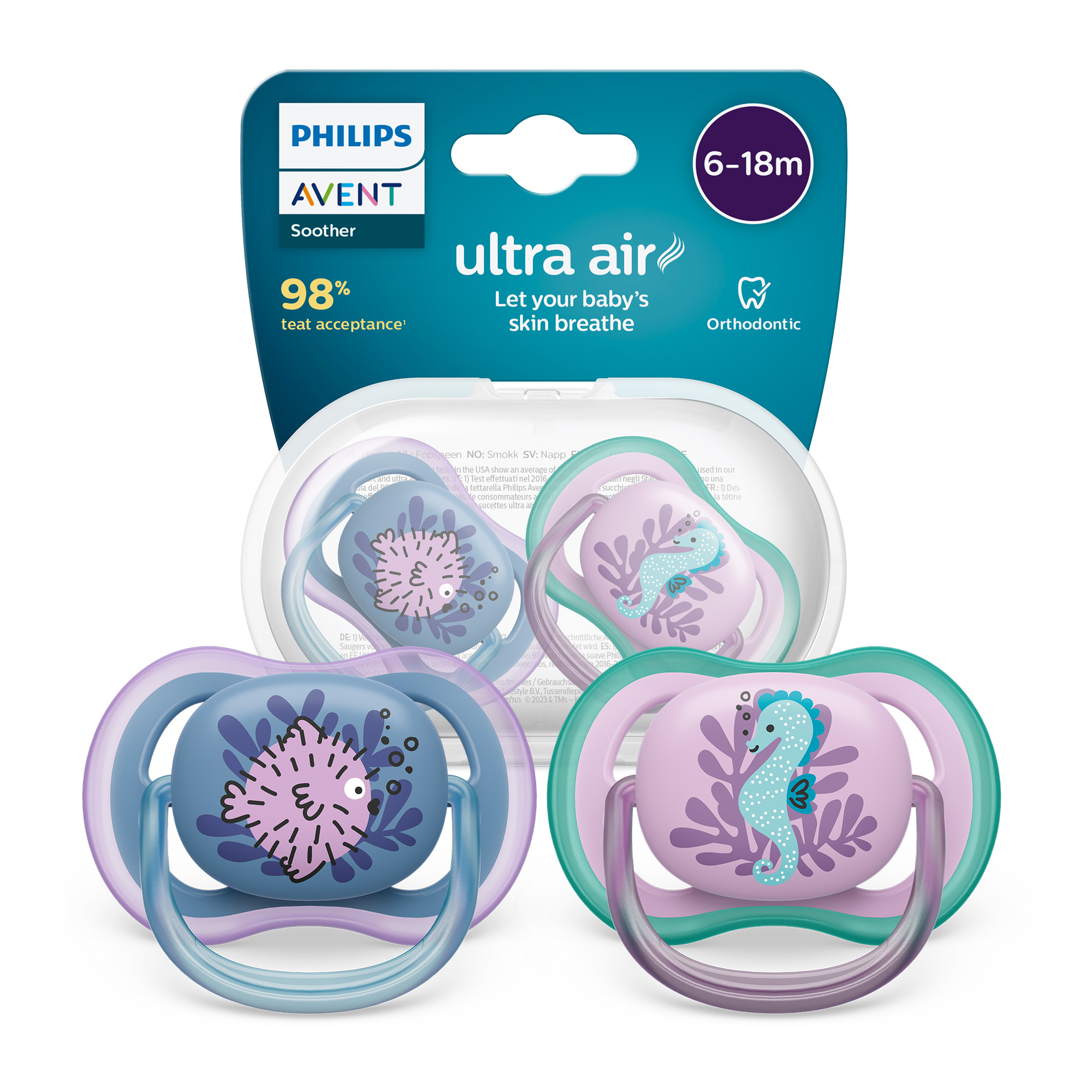 Avent Philips Ultra Air smoczek uspokajający 6-18m 2 sztuki [SCF085/61]  zdjęcie