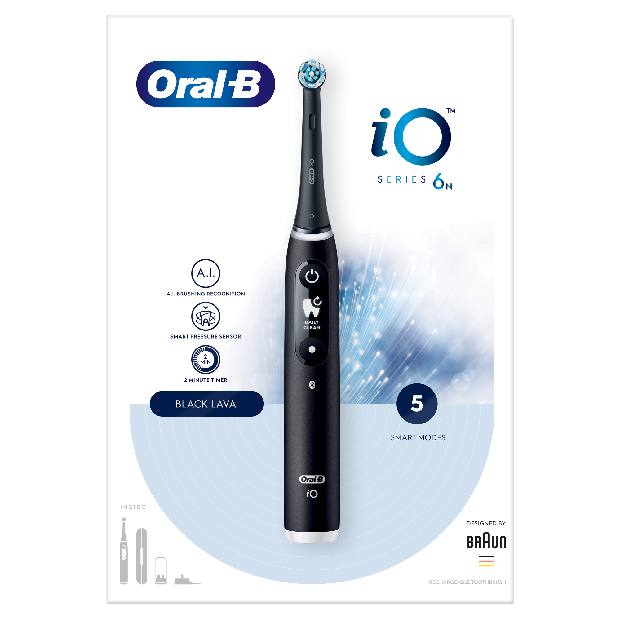 Oral-B iO Series 6 Black Lava Szczoteczka elektryczna z technologią magnetyczną iO, 1 sztuka zdjęcie