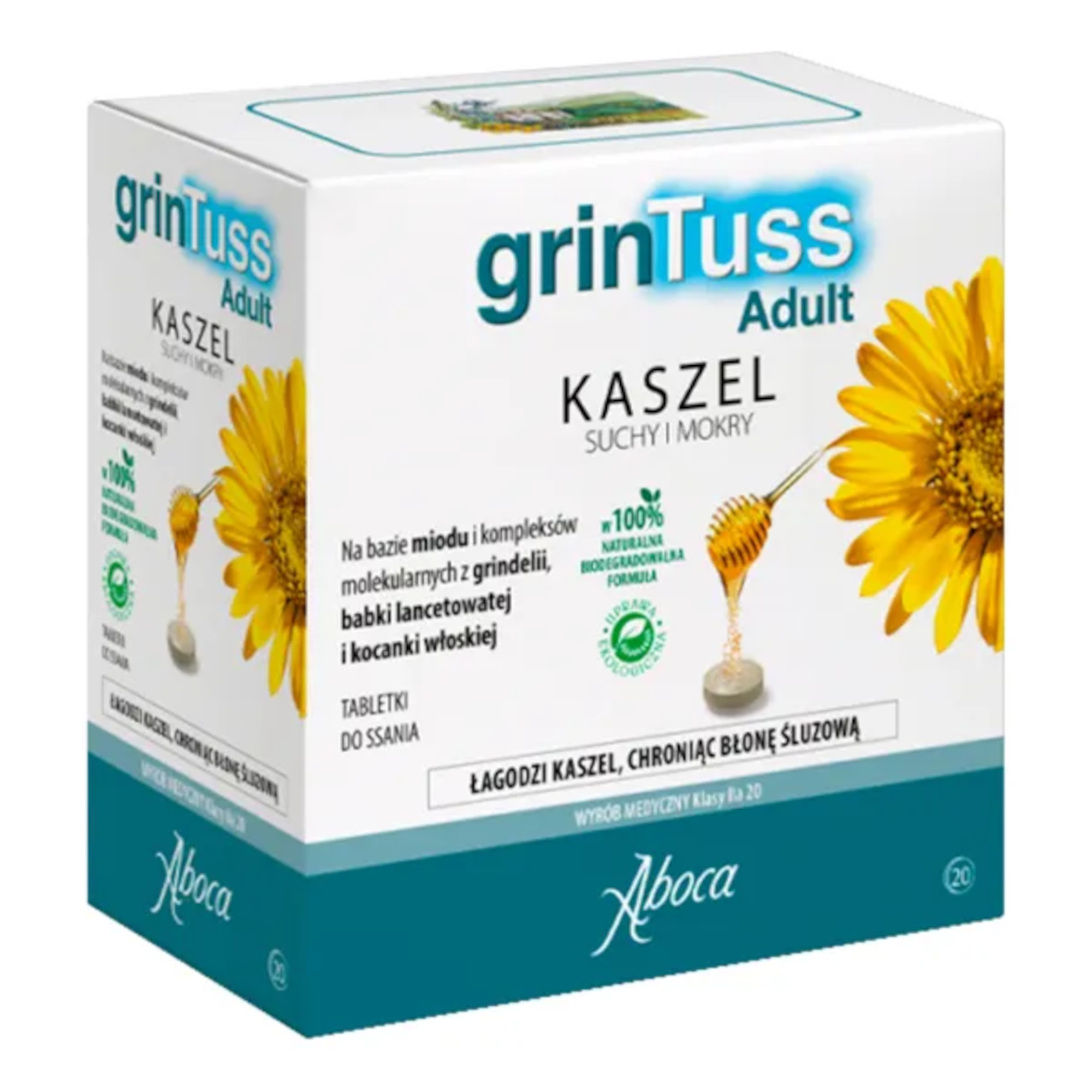 Aboca GrinTuss Adult Kaszel suchy i mokry, tabletki, 20 sztuk zdjęcie