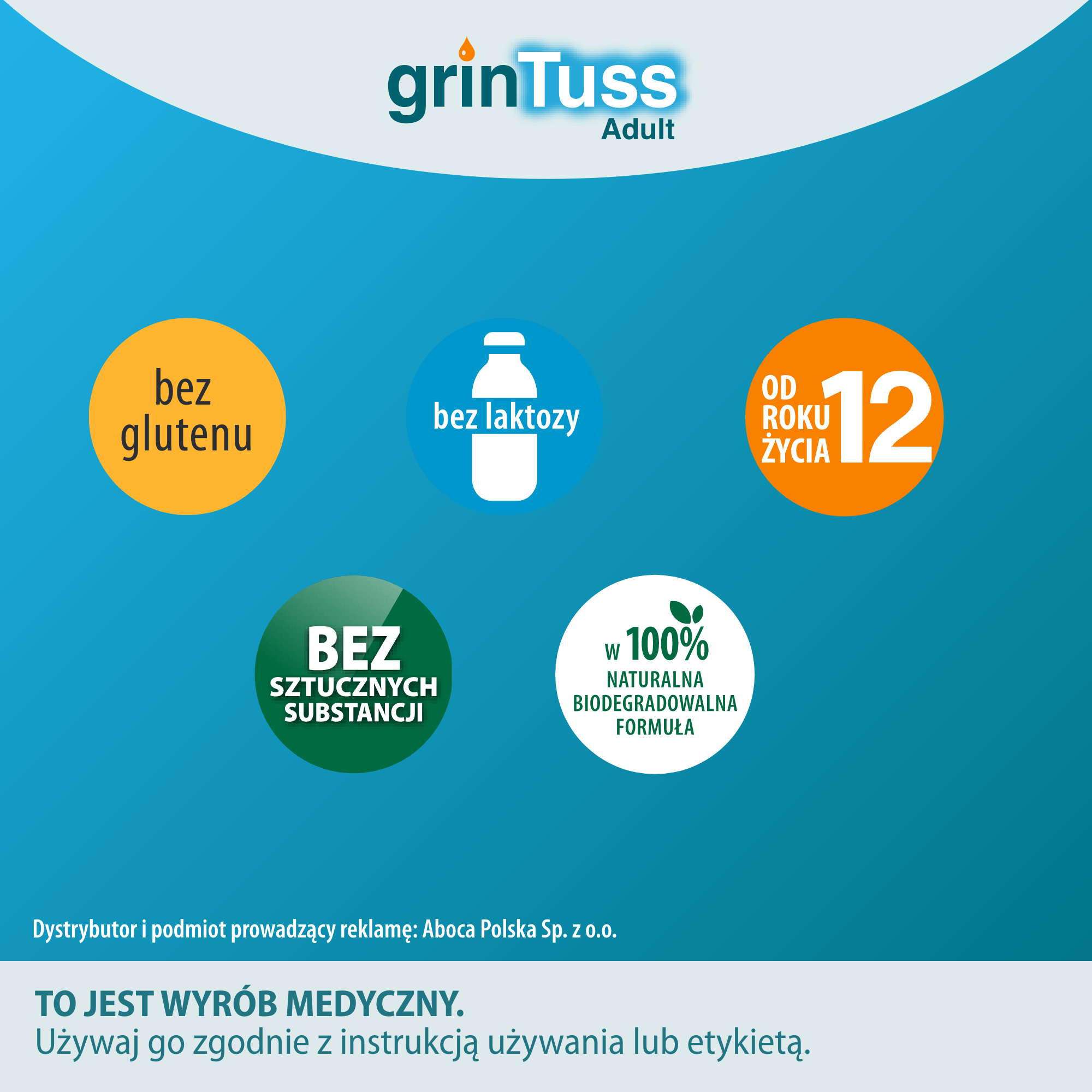 Aboca, grinTuss Adult, kaszel suchy i mokry, syrop, 180 g