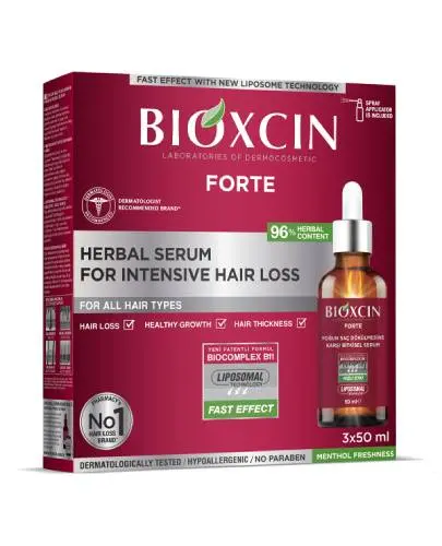 Bioxcin Forte, Serum ziołowe przeciw intensywnemu wypadaniu włosów, 3 x 50 ml zdjęcie