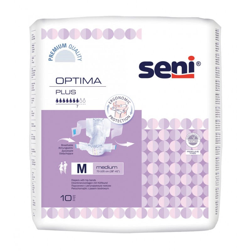 Seni Optima Plus Pieluchomajtki z pasem biodrowym rozmiar M, 10 sztuk