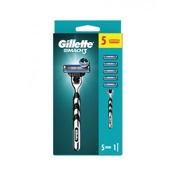 Gillette Mach3 Maszynka do golenia dla mężczyzn, 1 sztuka, 5 ostrzy wymiennych