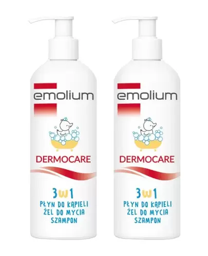Emolium Dermocare 3w1 płyn do kąpieli, żel do mycia, szampon 2 x 400 ml [DWUPAK] zdjęcie