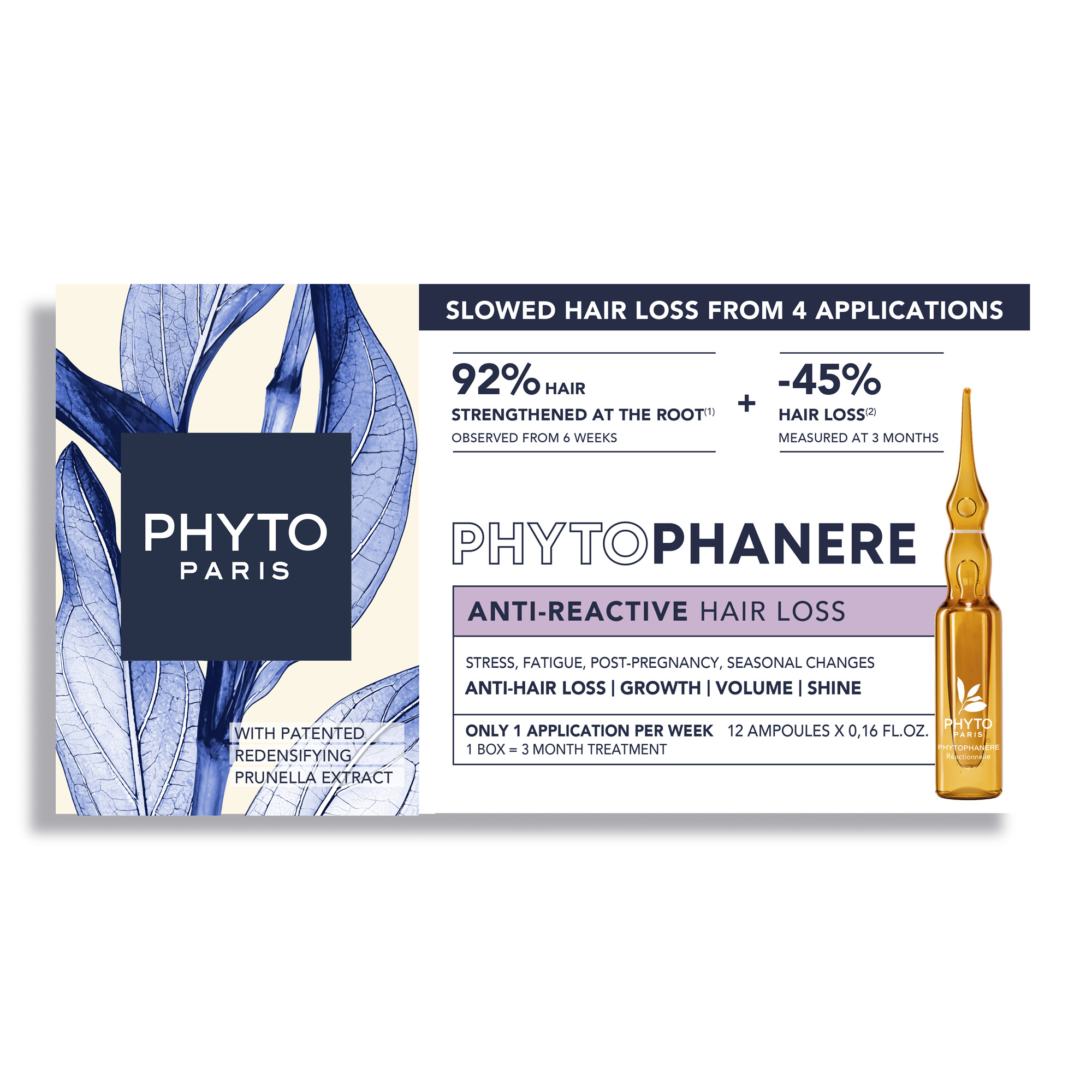 Phyto, Phytophanere, kuracja przeciw reakcyjnemu wypadaniu włosów, ampułki, 12 ml x 12 sztuk zdjęcie