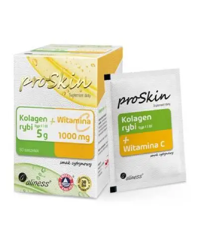 Aliness ProSkin, Kolagen rybi,5 g+ Witamina C 1000 mg Complex, saszetki, 30 sztuk  zdjęcie