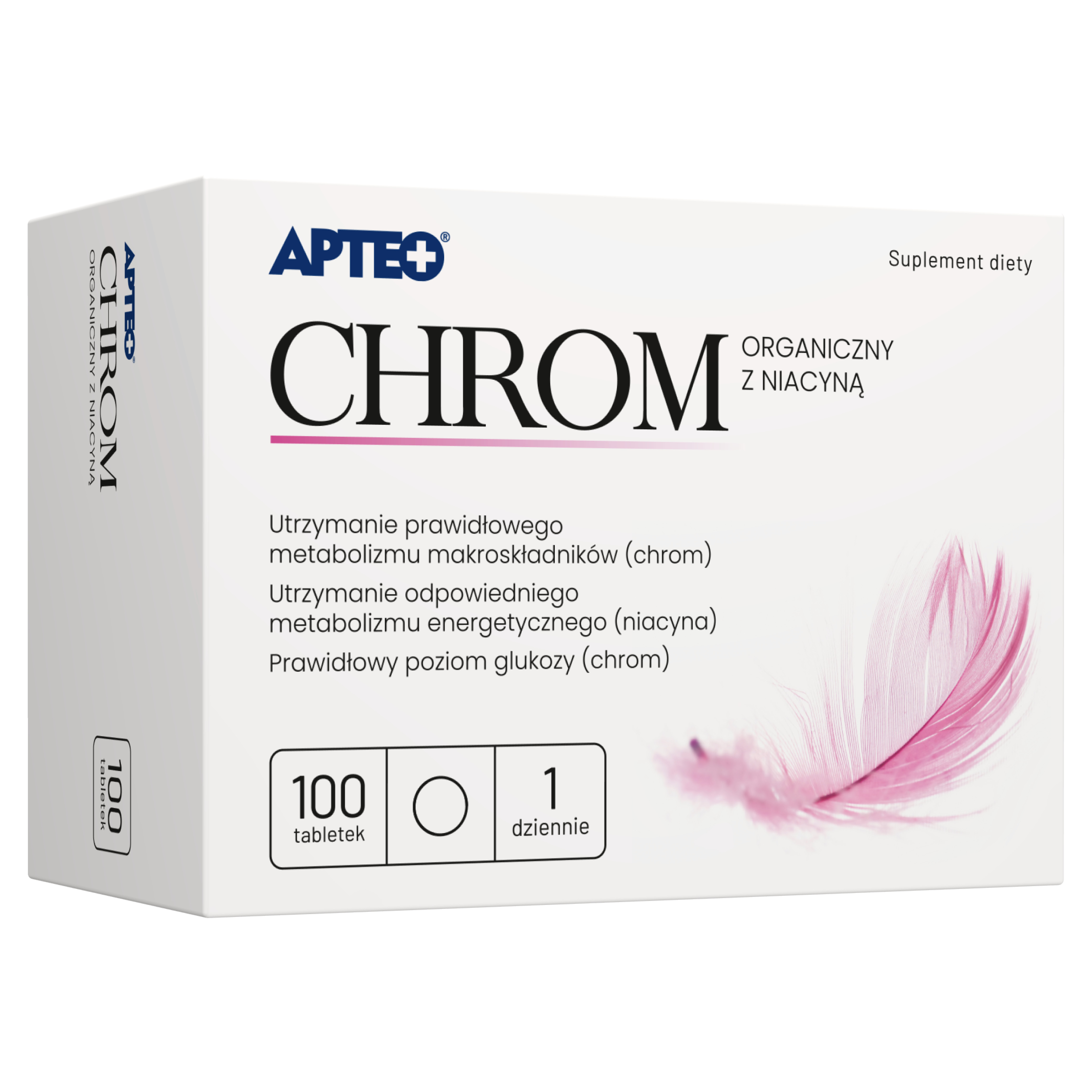 Apteo Chrom organiczny z niacyną 100 tabletek zdjęcie