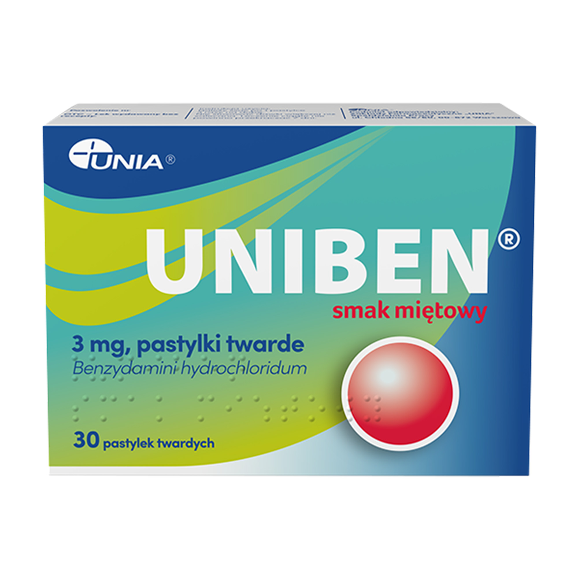 Uniben smak miętowy, 3 mg, pastylki twarde, 30 sztuk zdjęcie
