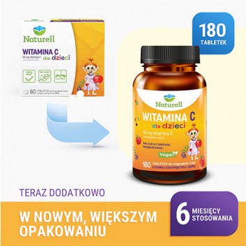 Naturell Witamina C dla dzieci, tabletki, 180 sztuk